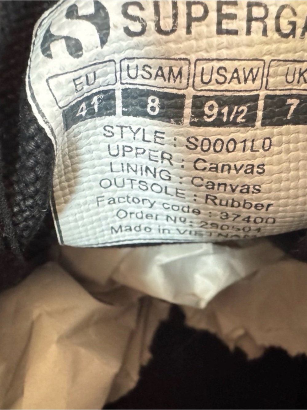 Superga 2790 Platform Canvas Sneakers Black White Size 9.5 - Picture 5 of 6